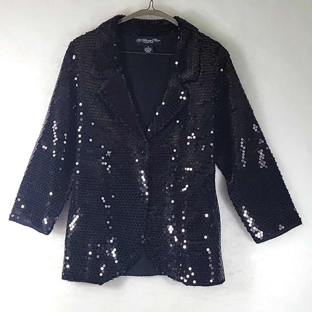 My Favorite Things by Colleen Lopez Classic Button Down Sequined Jacket Size M